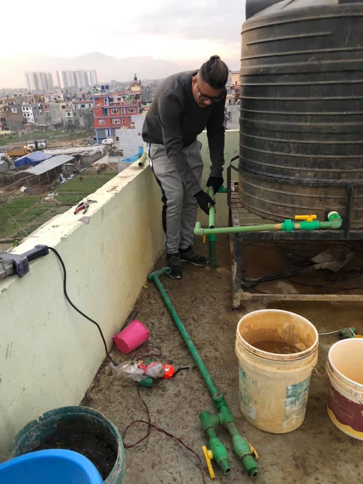Roof top water tank installation by hp plumbing for residental purpose